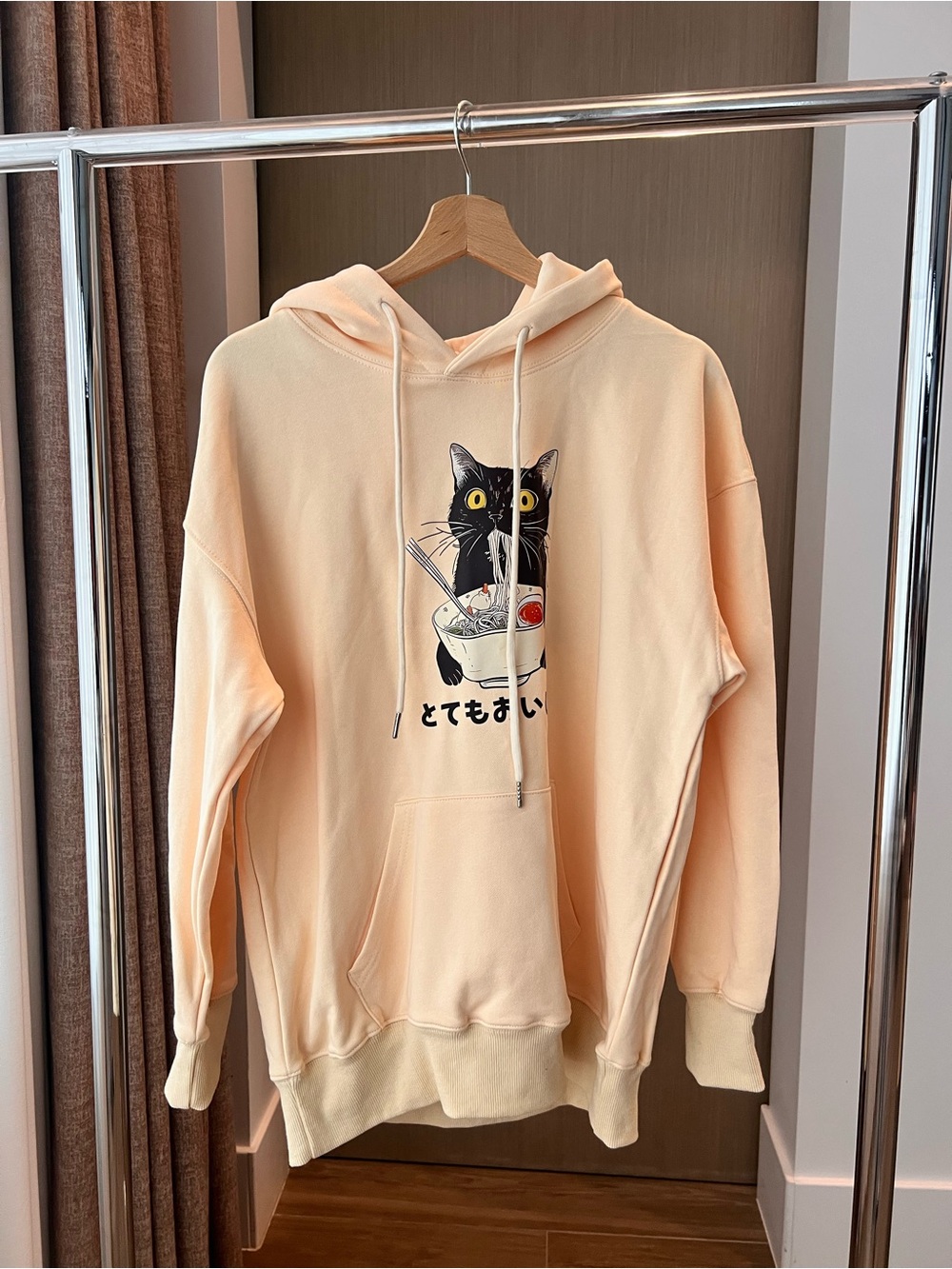 Brand New Ramen Kitty Light Yellow Hoodie Sweatshirt Size M